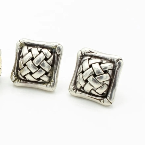 John Hardy sterling silver basket weave stud earrings - Picture 4 of 6